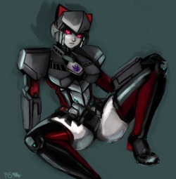 f15cathyshark: 20 mins doodle of a fem Megatron My tablet is