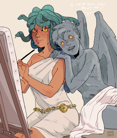 beebeedibapbeediboop:Medusa and her gargoyle gf