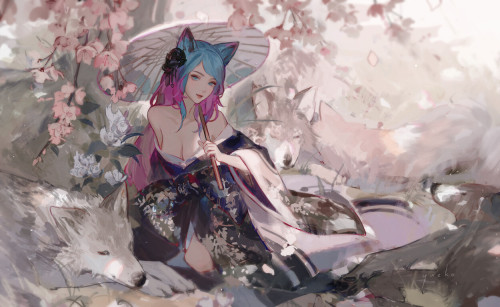 xsirboss:   hanami  Jiayue Wuhttps://www.artstation.com/artwork/AqkXym 