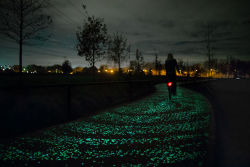 itscolossal:  A Solar-Powered Glow-in-the-dark Bike Path by ‘Studio