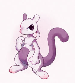 rumwik:  (Ko-fi doodle) A fuzzy mewtwo for ribbonfly     You