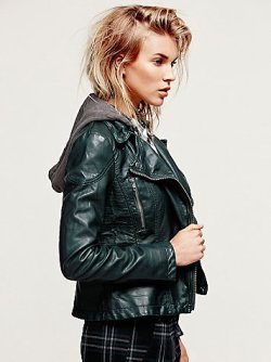 urbnite:  Hooded Vegan Leather Motorcycle Jacket