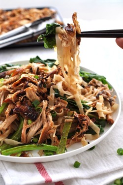 nom-food:Crispy shredded chicken noodle stir fry