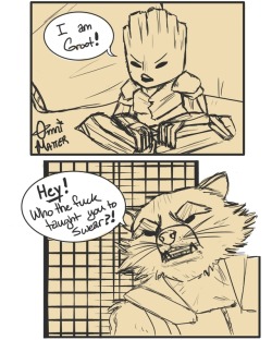 omnimatter: “what a potty mouth” - rocket raccoon, a distressed
