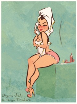   Gil Elvgren Cartoony PinUp StudyYa’ll heard about the bathroom