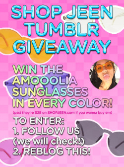 shopjeen:  WIN ALL 5 COLORS OF THE AMOOOLIA GLASSES!!! FOLLOW