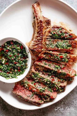 food-porn-diary:  steaks with chimichurri[1600x2400]