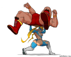 inspredwood:  quasimodoxxx:  R. Mika VS Zangief -Street Fighter