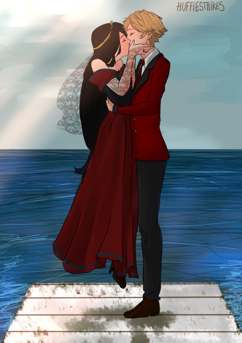 @sweenyalicewriting â€˜s commission! Alice and Matthias Â in their wedding <3 hope you like it!!! <3