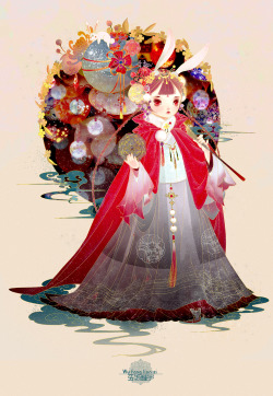 changan-moon:  Jade Rabbit girl in hanfu | Illustration by 五方莲子 