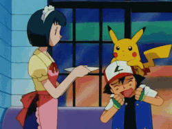 rewatchingpokemon:  ash and pikachu hit the buffet