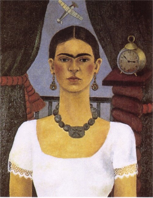 artist-frida:  Self Portrait - Time Flies, 1929, Frida KahloMedium: