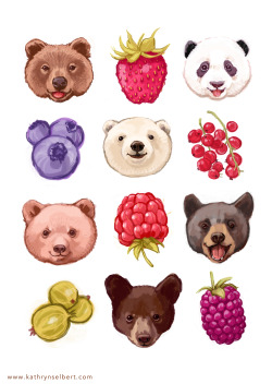 kathrynselbert:  Bears and Berries - Print here 