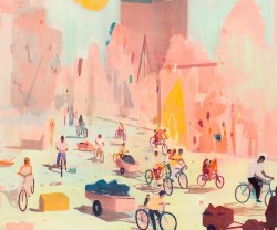 urgetocreate: Jules de Balincourt, Bicyclist, 2014, Oil on panel,