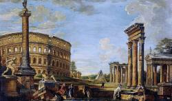 hadrian6:  Capriccio with Roman Monuments. 19th.century. follower