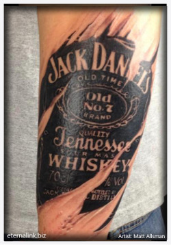 fuckyeahtattoos:  Jack Daniel’s-  Artist: Matt AllsmanEternal