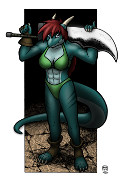 Colorized work of Megawolf77!She’s ready to kick ass and cut