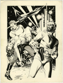 Three original Flash Gordon illustrations by Stanley Pitt from