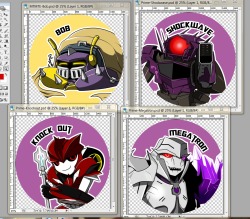 FOUR BUTTONS DONE!!  Remaining: Breakdown, Starscream, Soundwave,