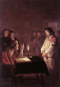 kutxx:  Gerrit van Honthorst Christ before the High Priest c.