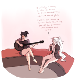 rwby!rock au doodles also from the stream! weiss being gay wearing
