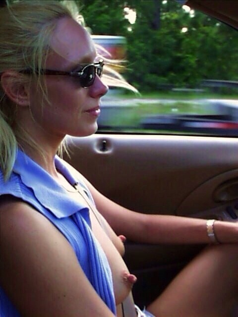 Taking her nipples out for a drive.