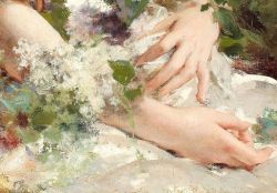 suonko:  Young Woman with Flower Basket [detail] - Charles Joshua