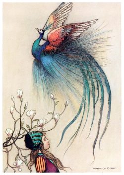 oldbookillustrations:  Out of the fire flew a beautiful bird.