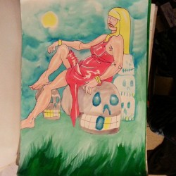 Drawing of @LeatherPixie that i started at Dr. Sketchy’s