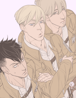 ricken-art:  SnK Fanart: Erwin, Nile and Mike in the early days.