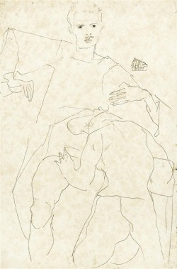 freystupid:  Erotic Scene (self-portrait),   Egon Schiele, 1911. 