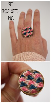 truebluemeandyou:  DIY Cross Stitch Ring Tutorial from Nearly