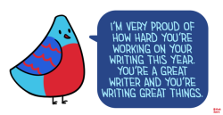 smolsnarly: positivedoodles: [Drawing of a blue and red bird