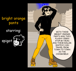 goatman420:  BRIGHT ORANGE PANTS just a jerk city redraw  