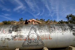 wonderhussy: Climbing around on an old fuel tank!  photo by