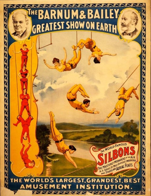 blondebrainpower:  An old circus poster of Barnum & Bailey