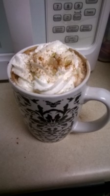 I make the best damn hot chocolate:)Heat mug of milk for 2 minutes