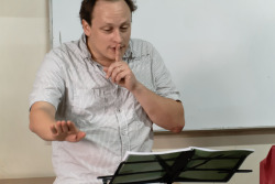 Romain Descharmes at Laurentius Symphony Orchestra. Rehearsal