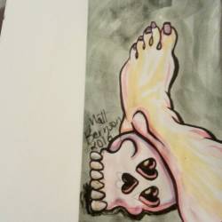 Why draw a foot and blanket when you can draw a foot and skull.