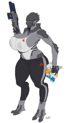 snaokidoki:  certifiedhypocrite:Turian commission for Overlai from 2015It features laser guns and big bazoombles, as ya do when you make smut of MASS Effect. I more or less had free reign with it, and the lazor pistol was a pretty inspired design. L U
