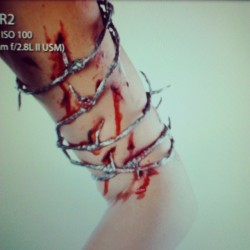 melanieleandro:  Made barbed wire for todays shoot  #sfxmakeup