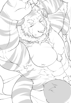 ralphthefeline:  Just some buff tiger Ralph sleeping drawing.