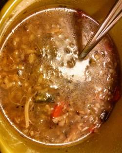 Homemade chicken and vegetable wild rice soup! I’m generally