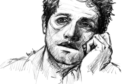 bamf-castiel:under 1h before-classes messy sketch of 11x06 Cas