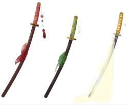 just-tyrannical:Doodles of  Koujaku, Noiz, and Clear being  swords !