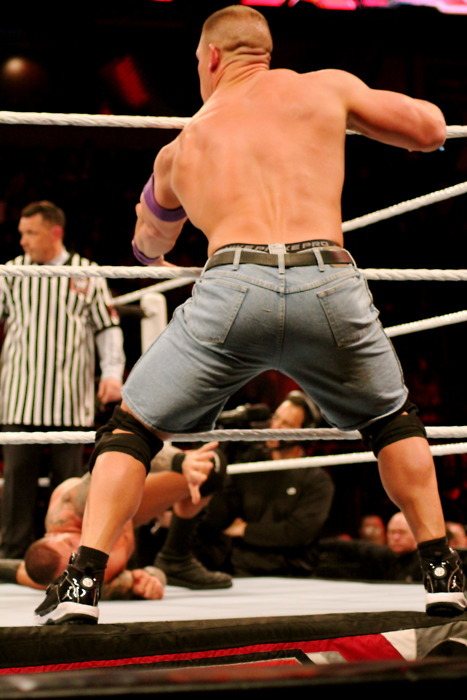 all-that-junk:  thecasualwwefan:  Cena’s body is like a mullet. Business in the front. (His abs and biceps) A party in the back. (His fat ass)  LOL, you managed to make me like a mullet reference. Congrats, this isn’t an easy feat. 