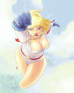 fandoms-females:power_girl_by_art1a3t ( CBV #4 - Up and Away