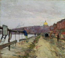 urgetocreate:Childe Hassam, Charles River and Beacon Hill, 1892