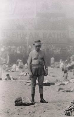 flashofgod: Diane Arbus, Man in hat, trunks, socks and shoes,