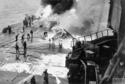 lex-for-lexington:    “Seamen fight a fire on the flight deck